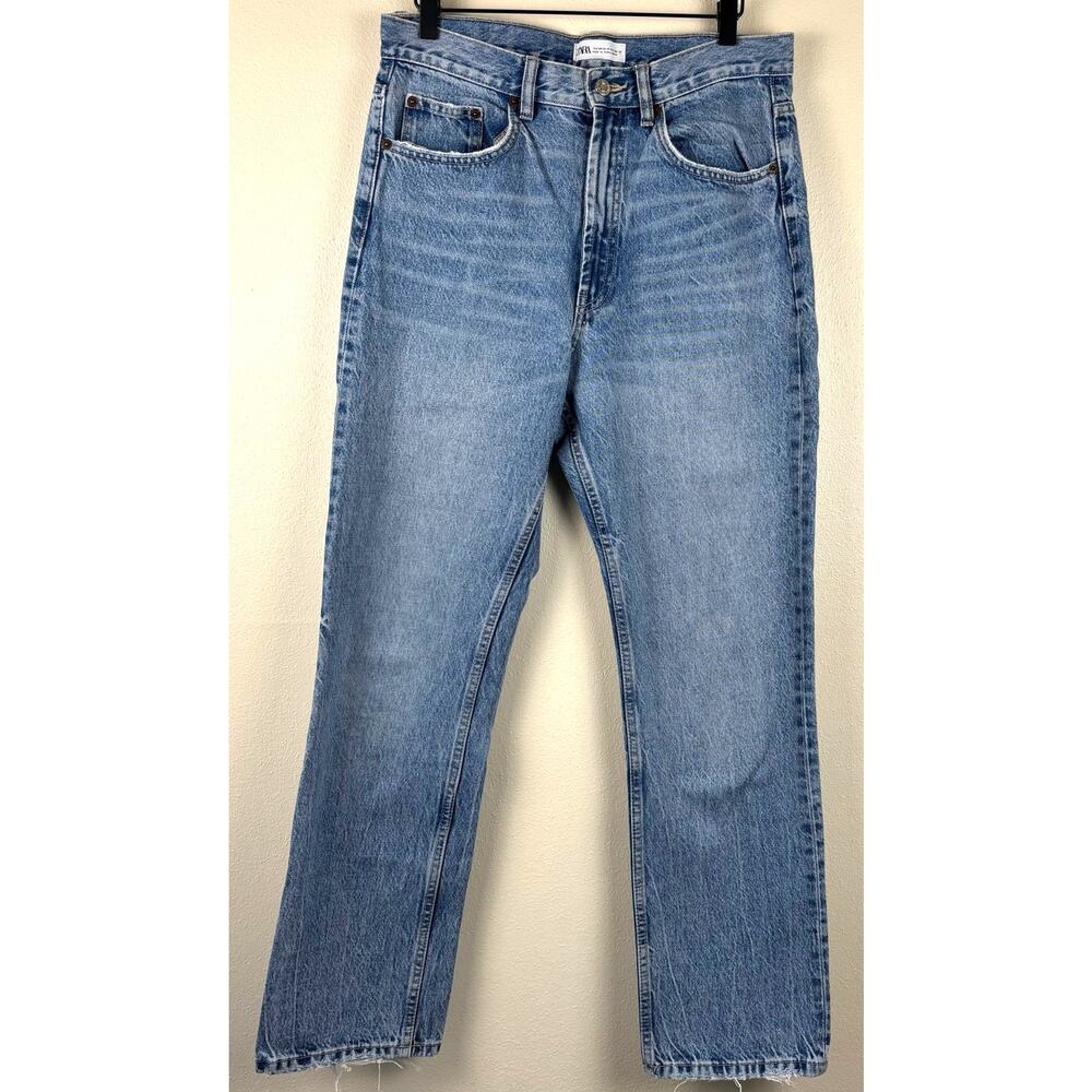 Zara Women's High Waisted Straight Leg Jeans Size 8 Medium Wash - Picture 1 of 7
